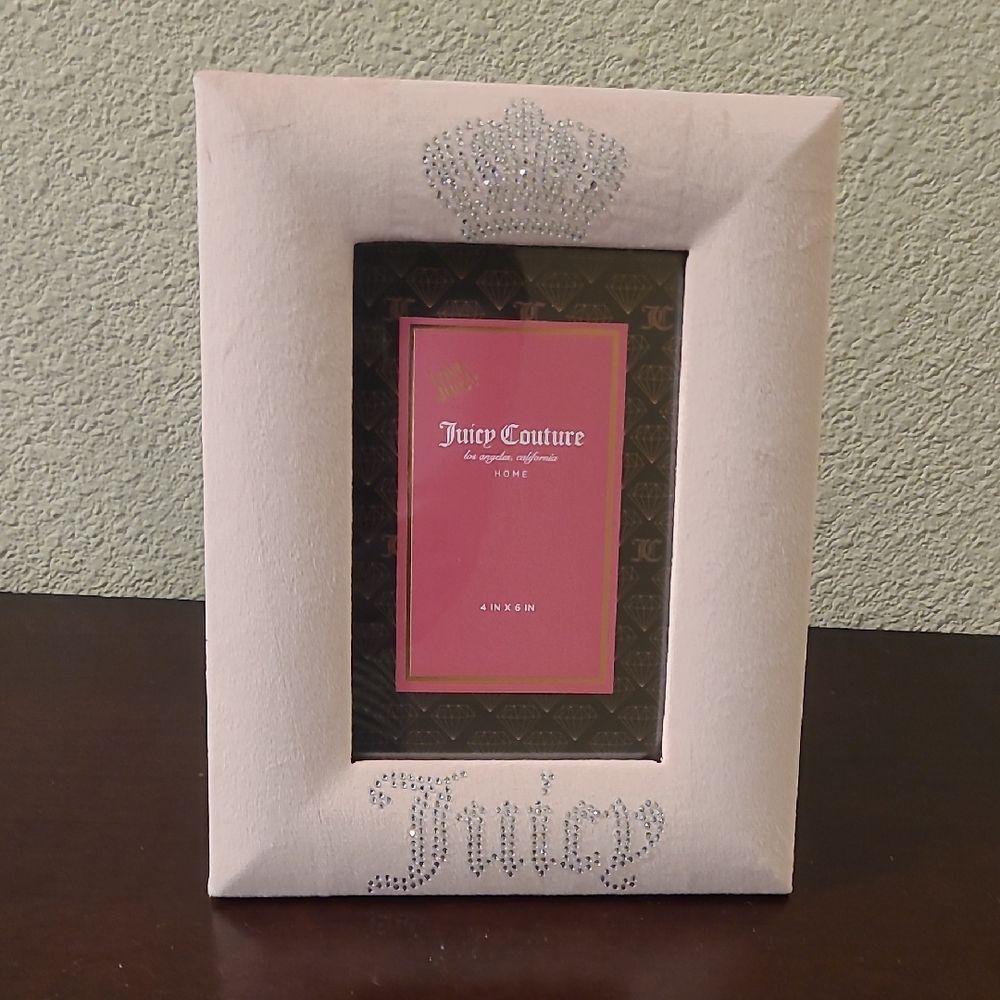 NEW Juicy Couture Blush Pink Photo Frame w/ Juicy Bling Embellishment